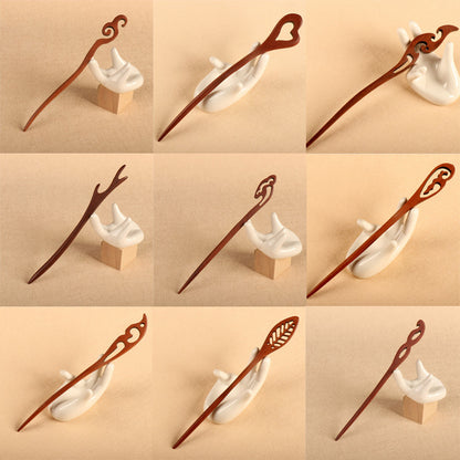 PF077 - 17cm Red Sandalwood Hair Sticks - Wholesale
