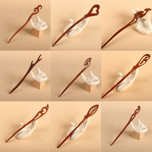 PF077 - Bacchette per Capelli in Legno di Sandalo Rosso da 17 cm - Ingrosso
