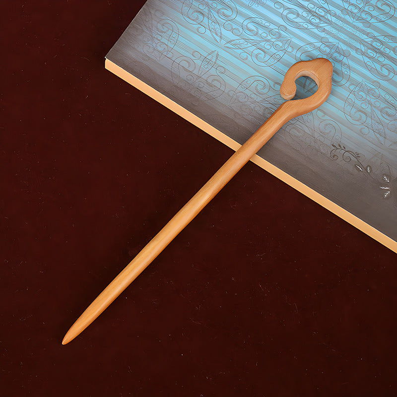 PF079 - 18cm Peach Pear Wood Hair Sticks - Wholesale