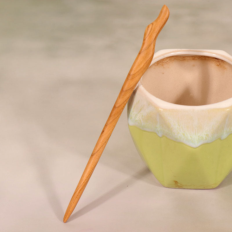 PF099 - 18cm Peach Wood Hair Sticks - Wholesale
