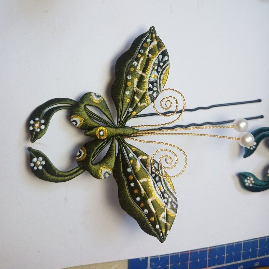Handmade Thread-Wrapped Palace Style Hairpin - Artisanal Chanhua Butterfly & Floral Hair Accessory