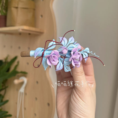 Handmade Rose Chanhua Hair Clip - Artisanal Floral Accessory