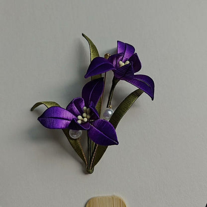 Spilla Orchidea Avvolta a Mano – Accessorio Floreale Artigianale Chanhua