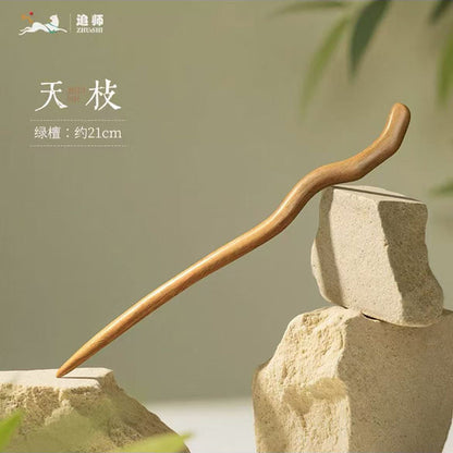 PF097 - 18cm Green Sandalwood Hair Sticks - Wholesale