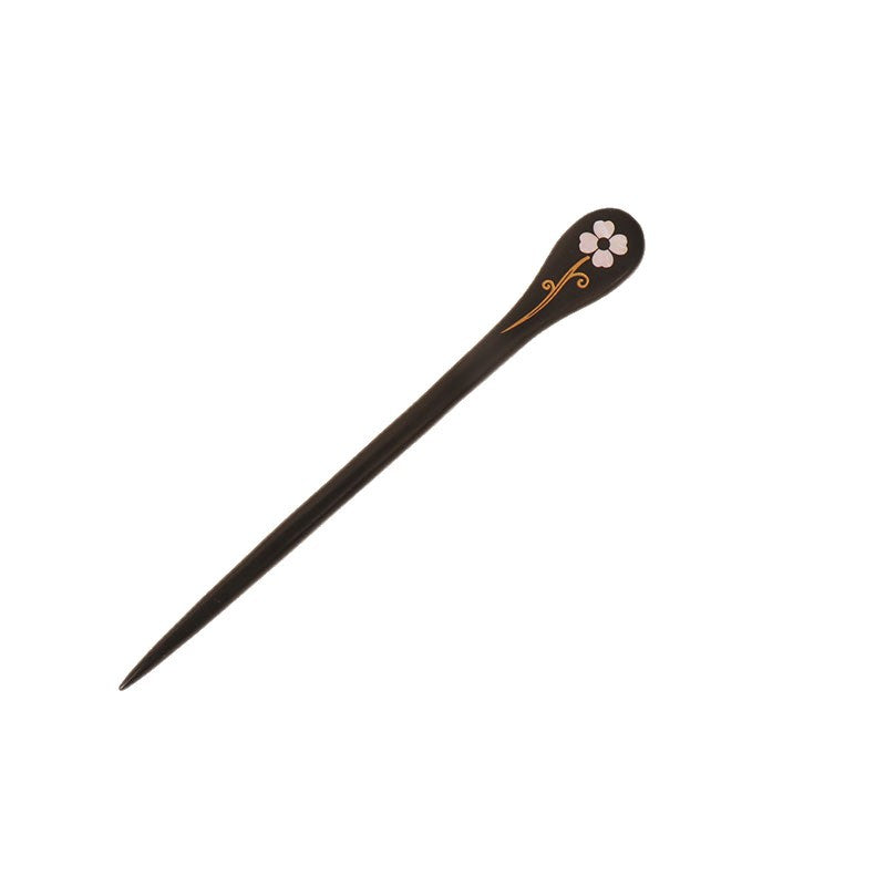 PF137 - 18cm Mother-of-pearl Inlay Wooden Hair Sticks - Wholesale