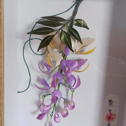 Handmade Thread-Wrapped Wisteria Art - Luxury Chanhua Floral Wall Decor