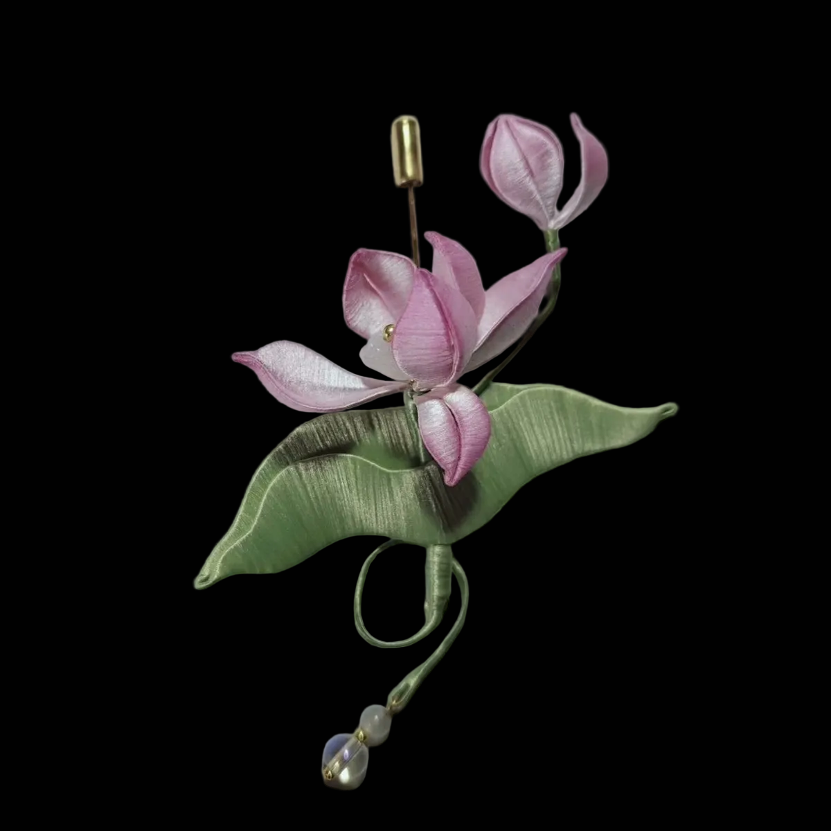 Ink Colored Lotus Handmade Brooch - Silk Brooch(Chanhua)