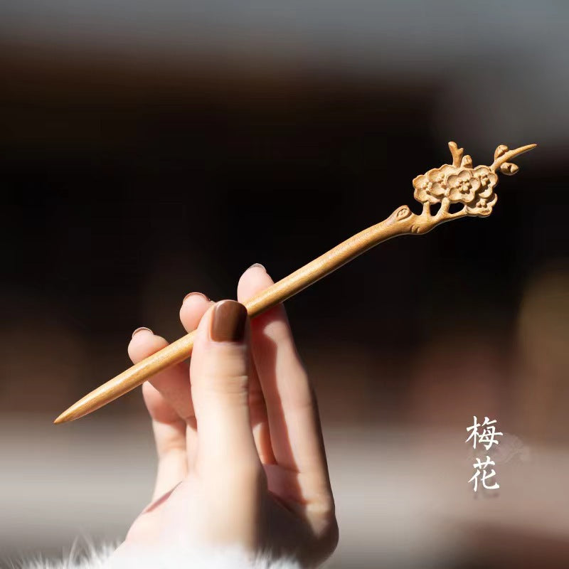 PF117 - 18cm Peach Wood Hair Sticks - Wholesale