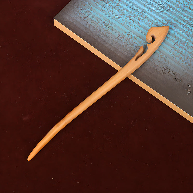 PF079 - 18cm Peach Pear Wood Hair Sticks - Wholesale