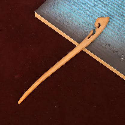 PF079 - 18cm Peach Pear Wood Hair Sticks - Wholesale