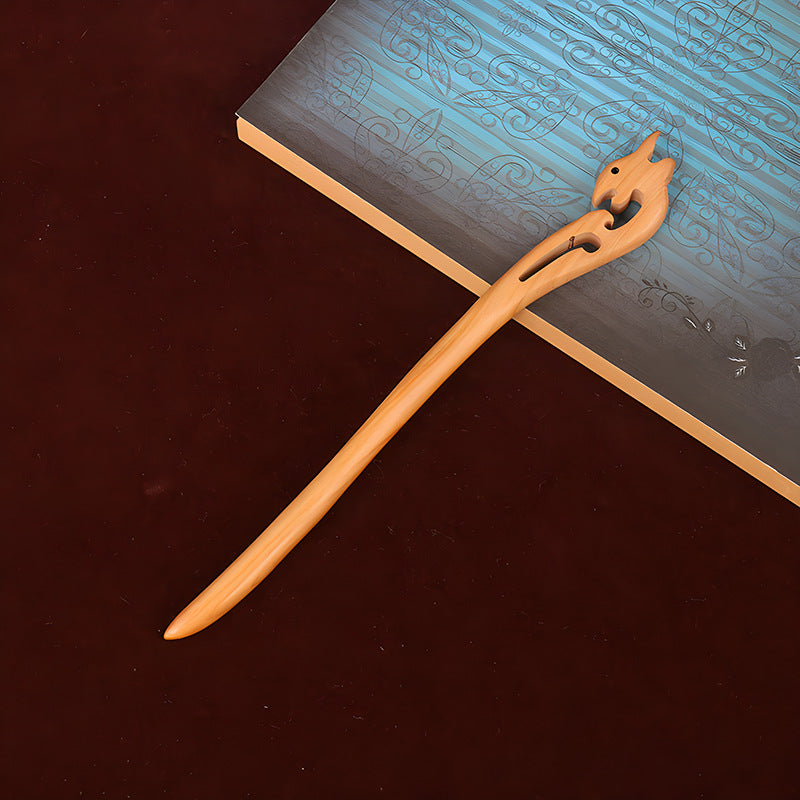 PF079 - 18cm Peach Pear Wood Hair Sticks - Wholesale