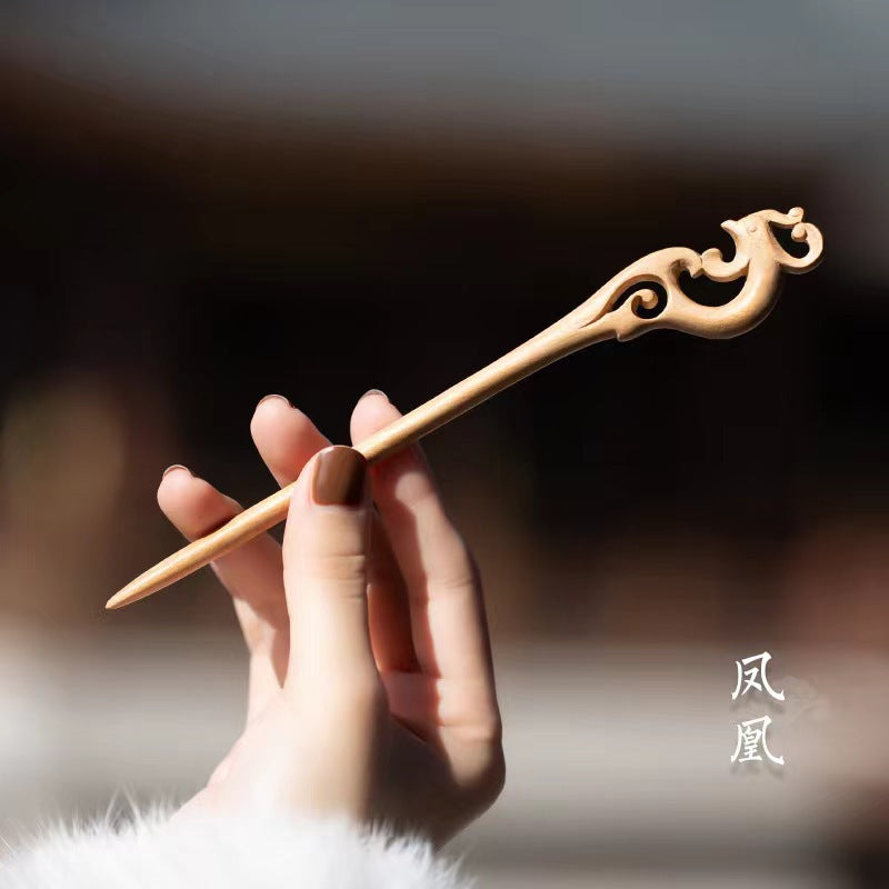 PF117 - 18cm Peach Wood Hair Sticks - Wholesale