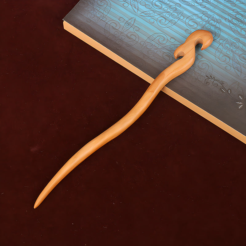 PF079 - 18cm Peach Pear Wood Hair Sticks - Wholesale
