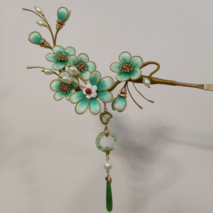 Handmade Ronghua Silk Velvet Plum Blossom Hairpin