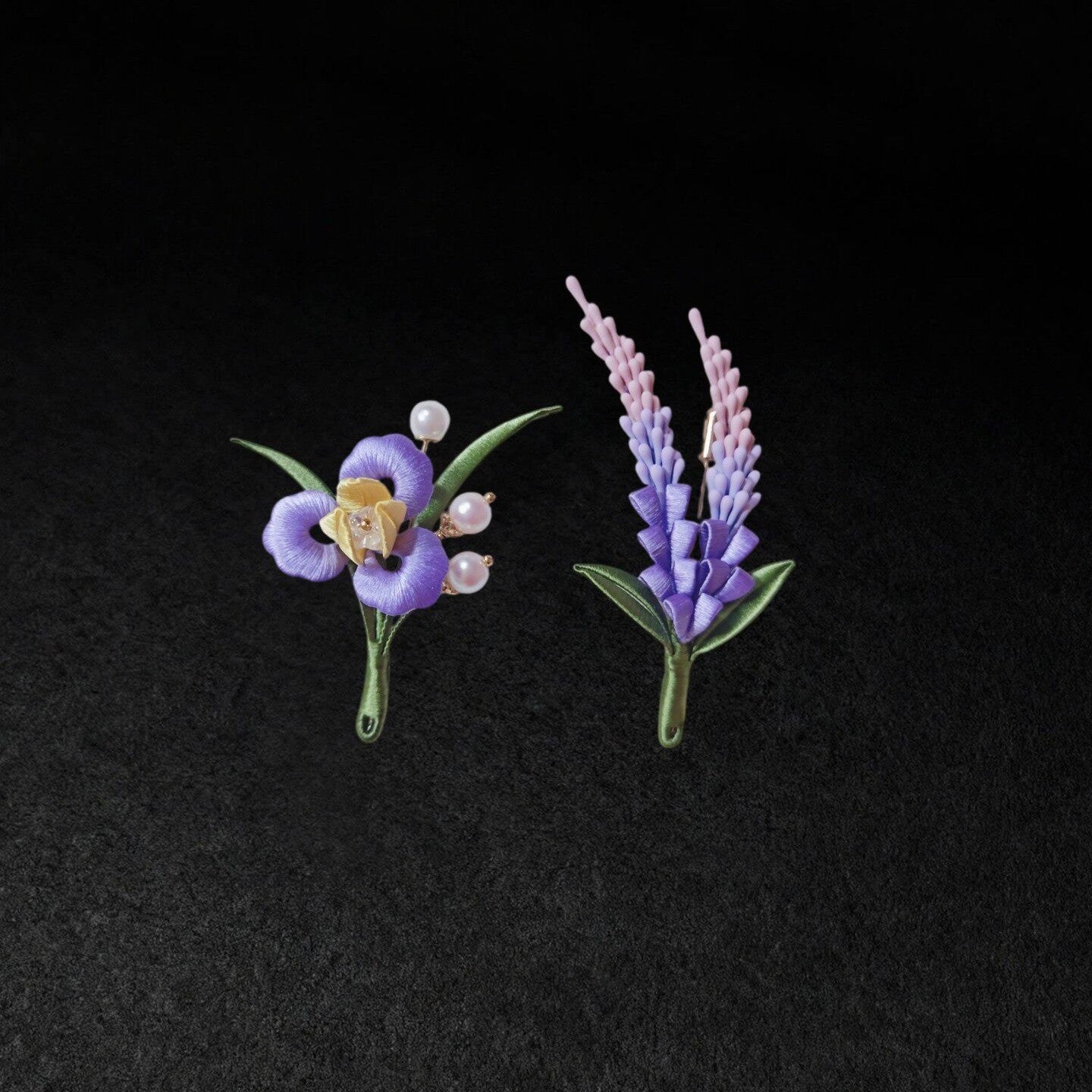 Broche faite main Iris Chanhua - Broche fleur violette