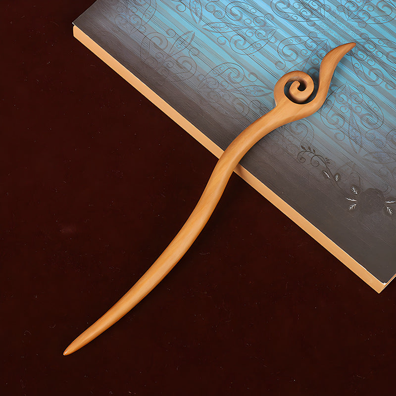 PF079 - 18cm Peach Pear Wood Hair Sticks - Wholesale