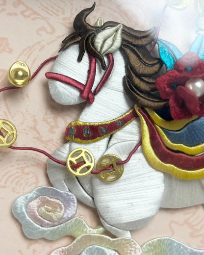 Handmade Chanhua horse frame ornament with colorful details-2