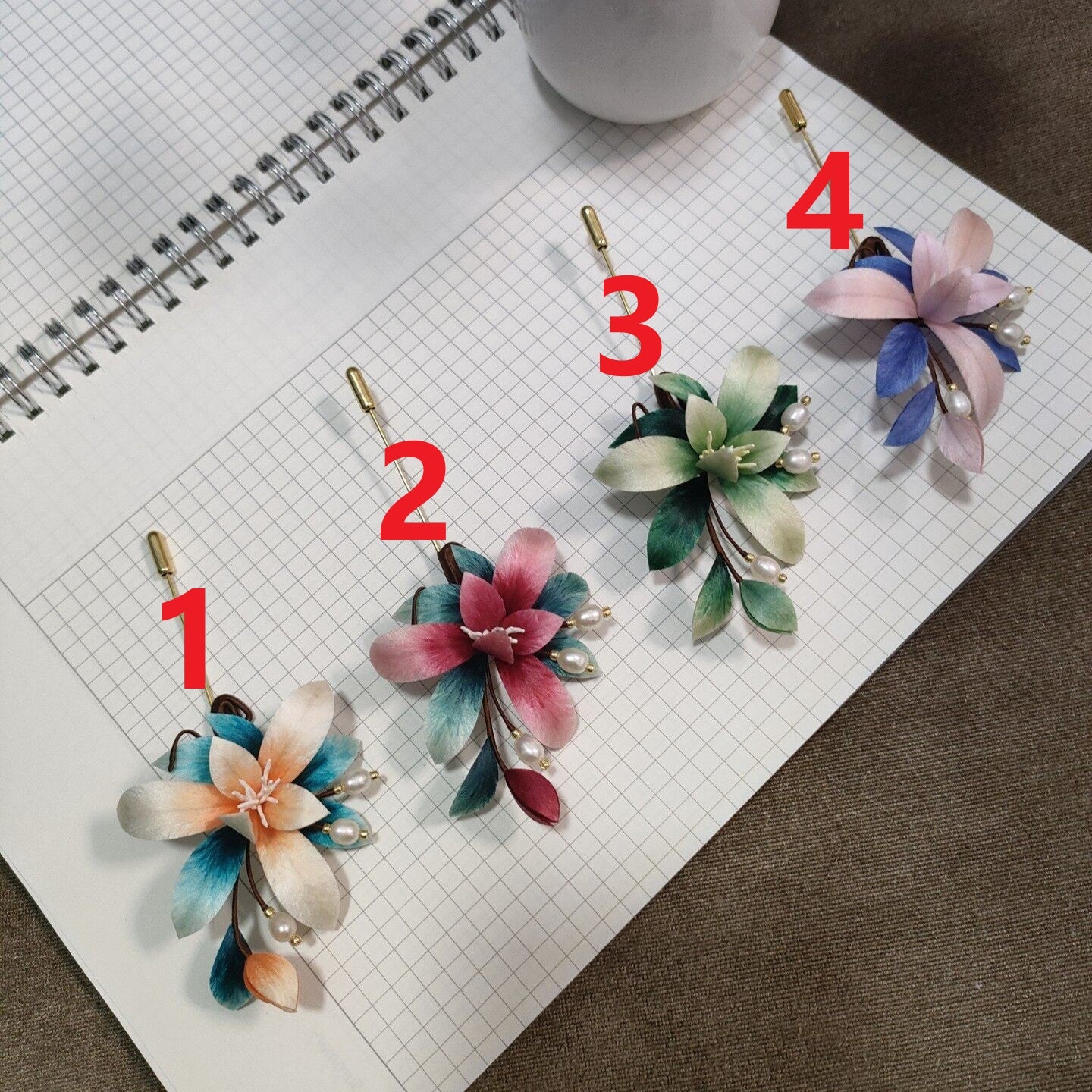 Broche Ronghua Orchidée Faite Main - Pétales Ombrés avec Perle