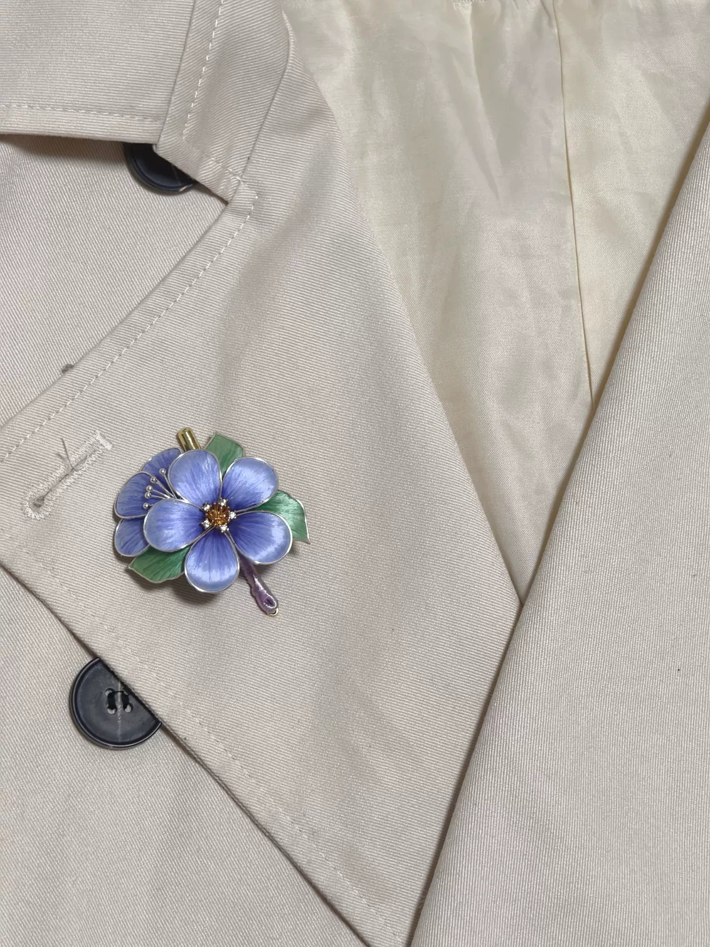 PF207 - Blue Flower Ronghua Brooch - Wholesale
