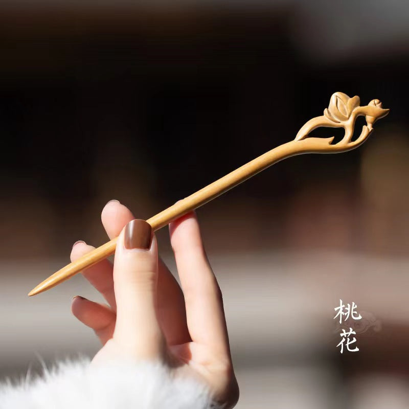 PF117 - 18cm Peach Wood Hair Sticks - Wholesale