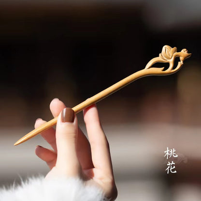 PF117 - 18cm Peach Wood Hair Sticks - Wholesale