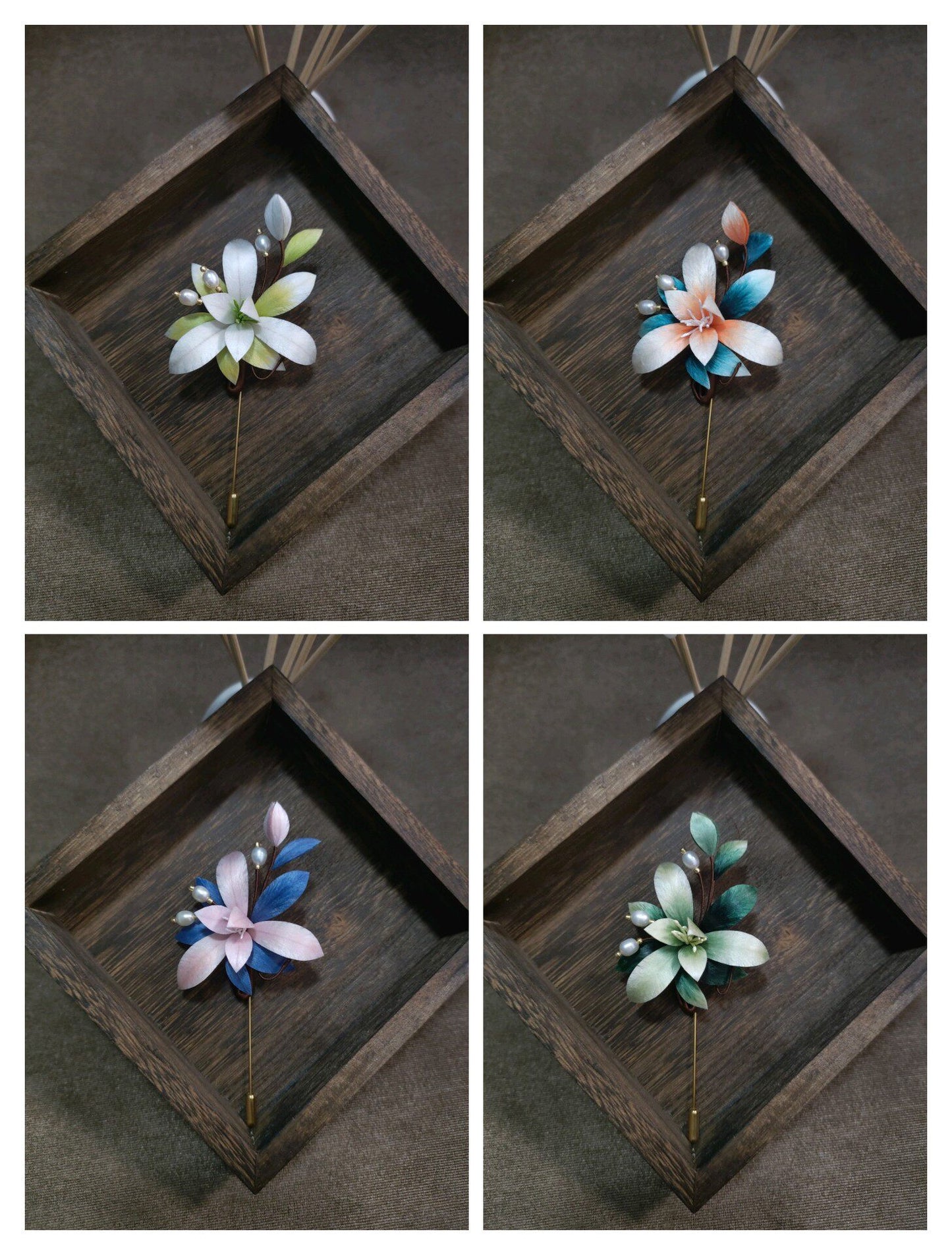 Broche Ronghua Orchidée Faite Main - Pétales Ombrés avec Perle