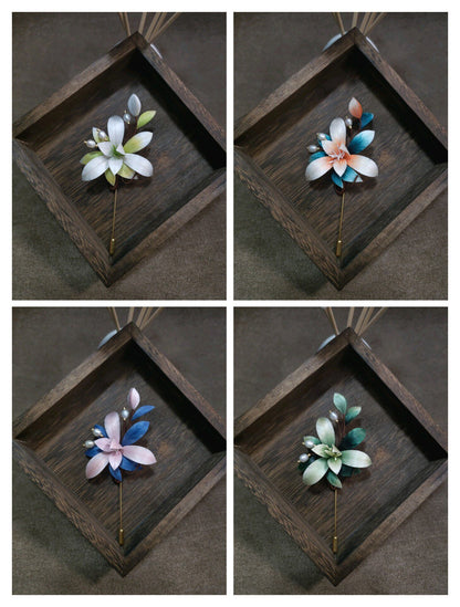 Broche Ronghua Orchidée Faite Main - Pétales Ombrés avec Perle
