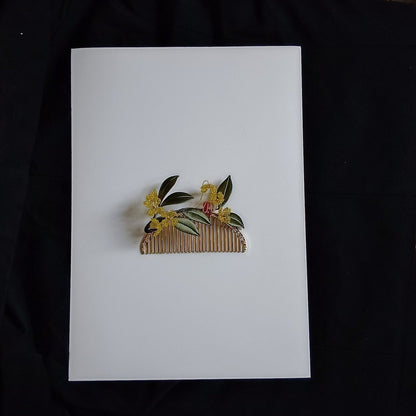 Handmade Chanhua Thread-Wrapped Osmanthus Hair Comb - Elegant Bunny & Floral Headpiece