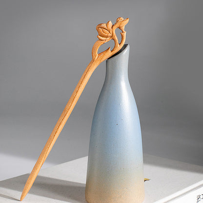 PF192 - Peach Wood Hair Sticks - Wholesale
