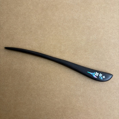Handmade Mother-of-Pearl Inlay African Blackwood Hair Sticks | Natural Shell Inlay Hairpins