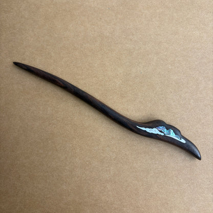 Handmade Mother-of-Pearl Inlay African Blackwood Hair Sticks | Natural Shell Inlay Hairpins