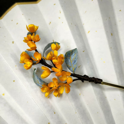Handmade Osmanthus Ronghua Hairpin - Artisanal Silk Floral Hair Accessory
