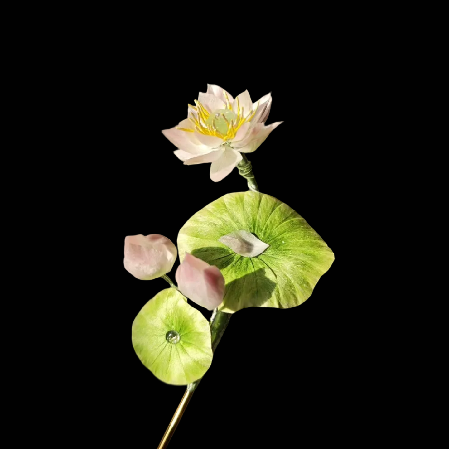 Handmade Ronghua Lotus Hairpin - Lifelike Botanical Hair Accessory