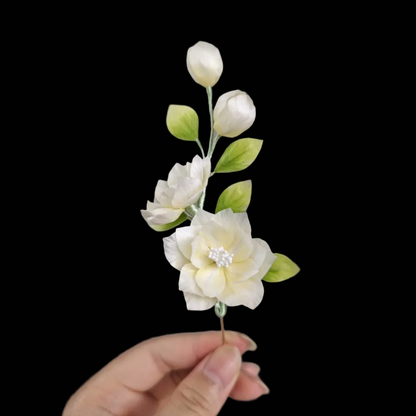 Handmade Ronghua Jasmine Flower - Lifelike Botanical Hair Accessory