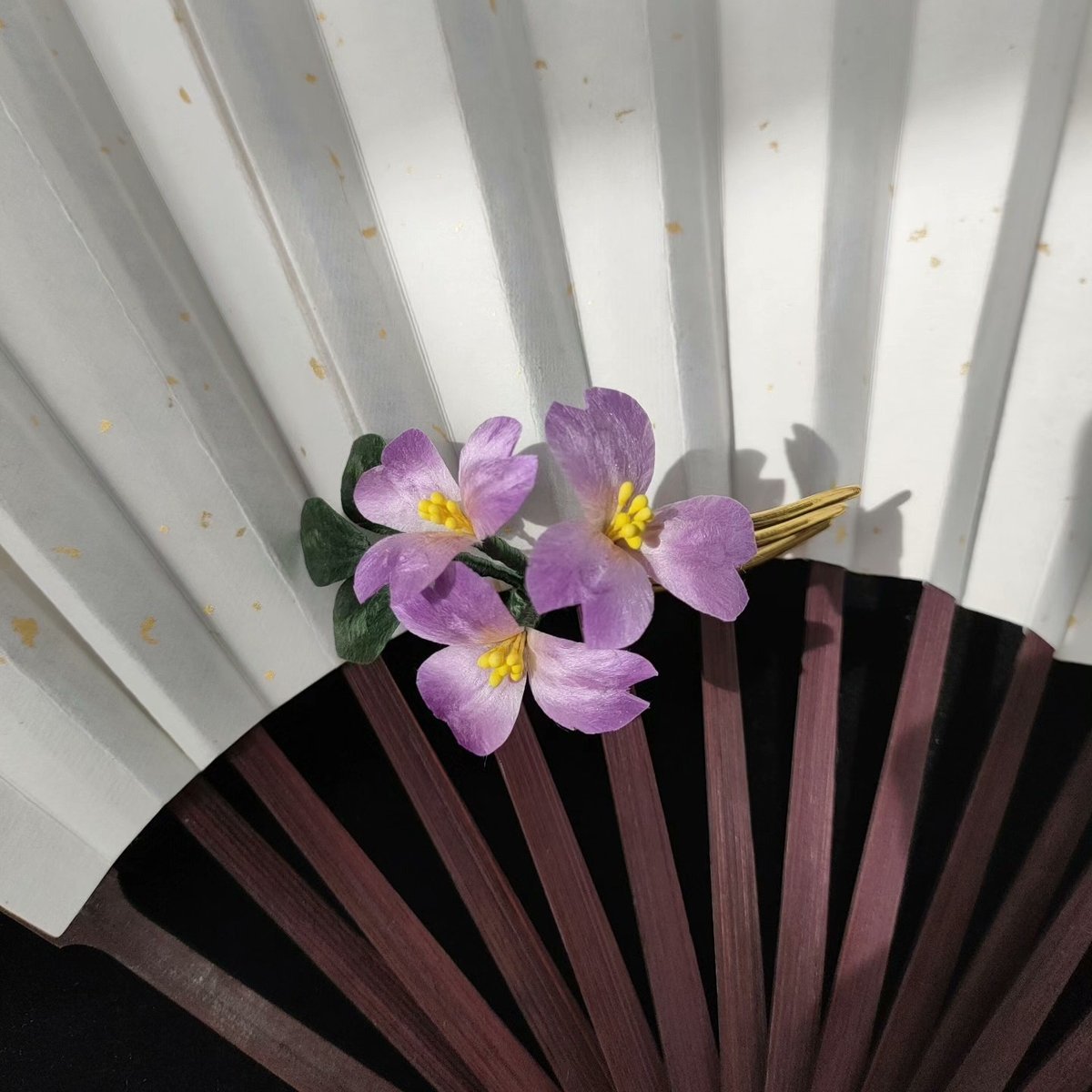 Handmade Violet Ronghua Hair Comb - Artisanal Silk Floral Headpiece
