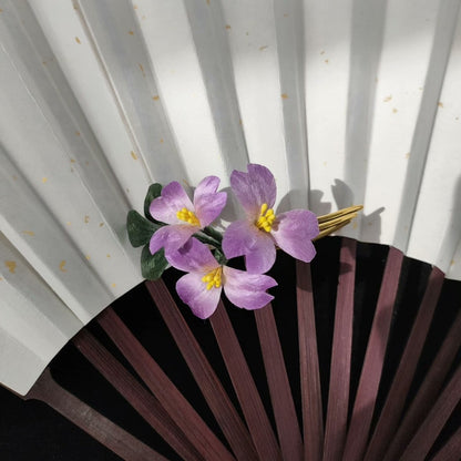 Handmade Violet Ronghua Hair Comb - Artisanal Silk Floral Headpiece