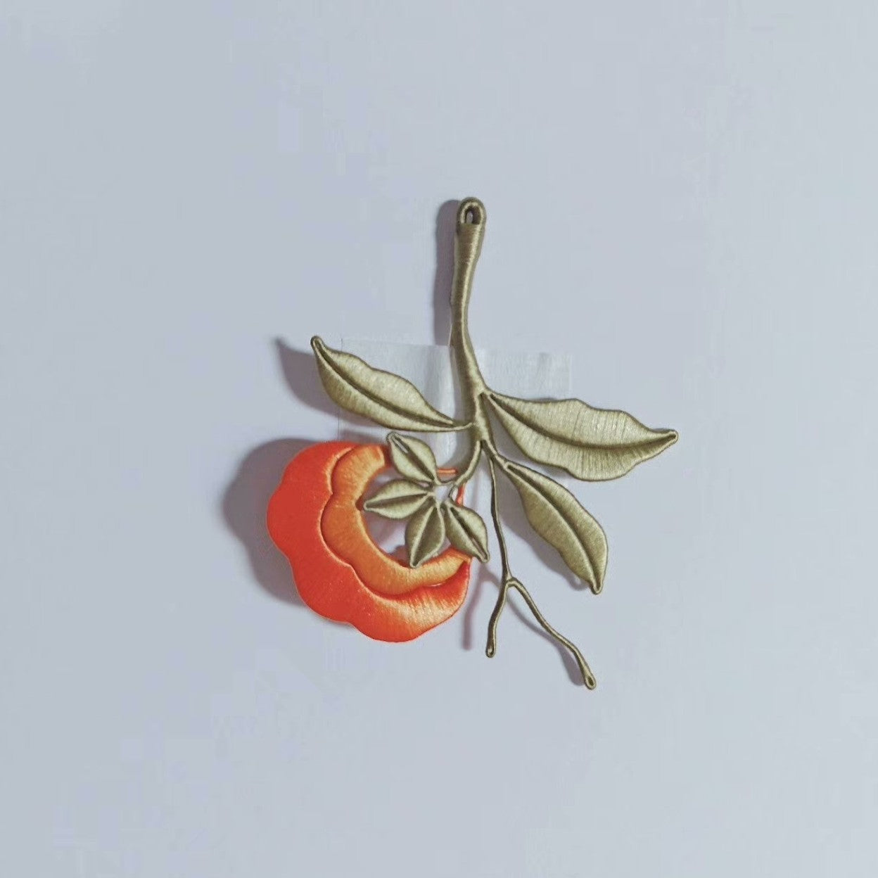 Handmade Chanhua Persimmon Brooch - Botanical Branch Design