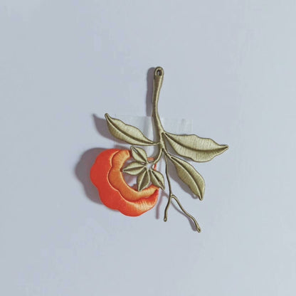 Handmade Chanhua Persimmon Brooch - Botanical Branch Design