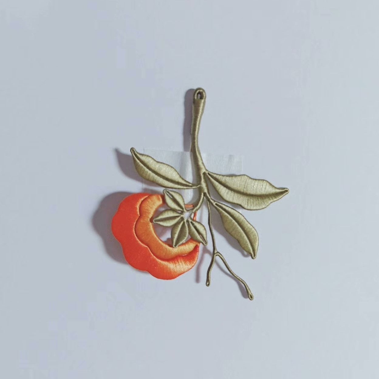 Handmade Chanhua Persimmon Brooch - Botanical Branch Design