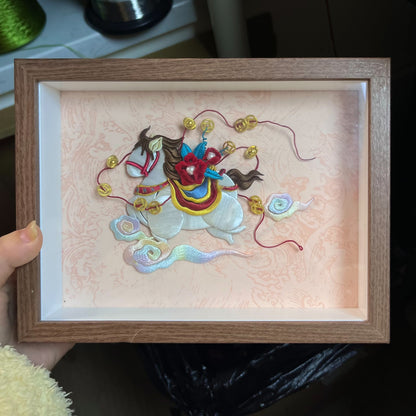 Handmade Chanhua horse frame ornament with colorful details