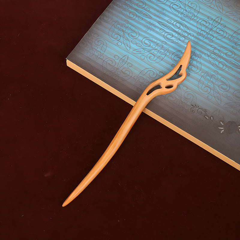PF079 - 18cm Peach Pear Wood Hair Sticks - Wholesale