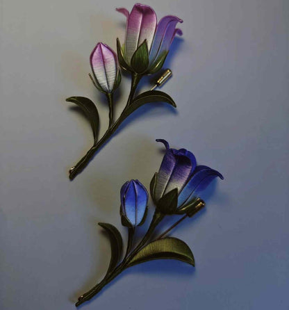 Handmade Thread-Wrapped Campanula Brooch - Artisanal Chanhua Bellflower Pin