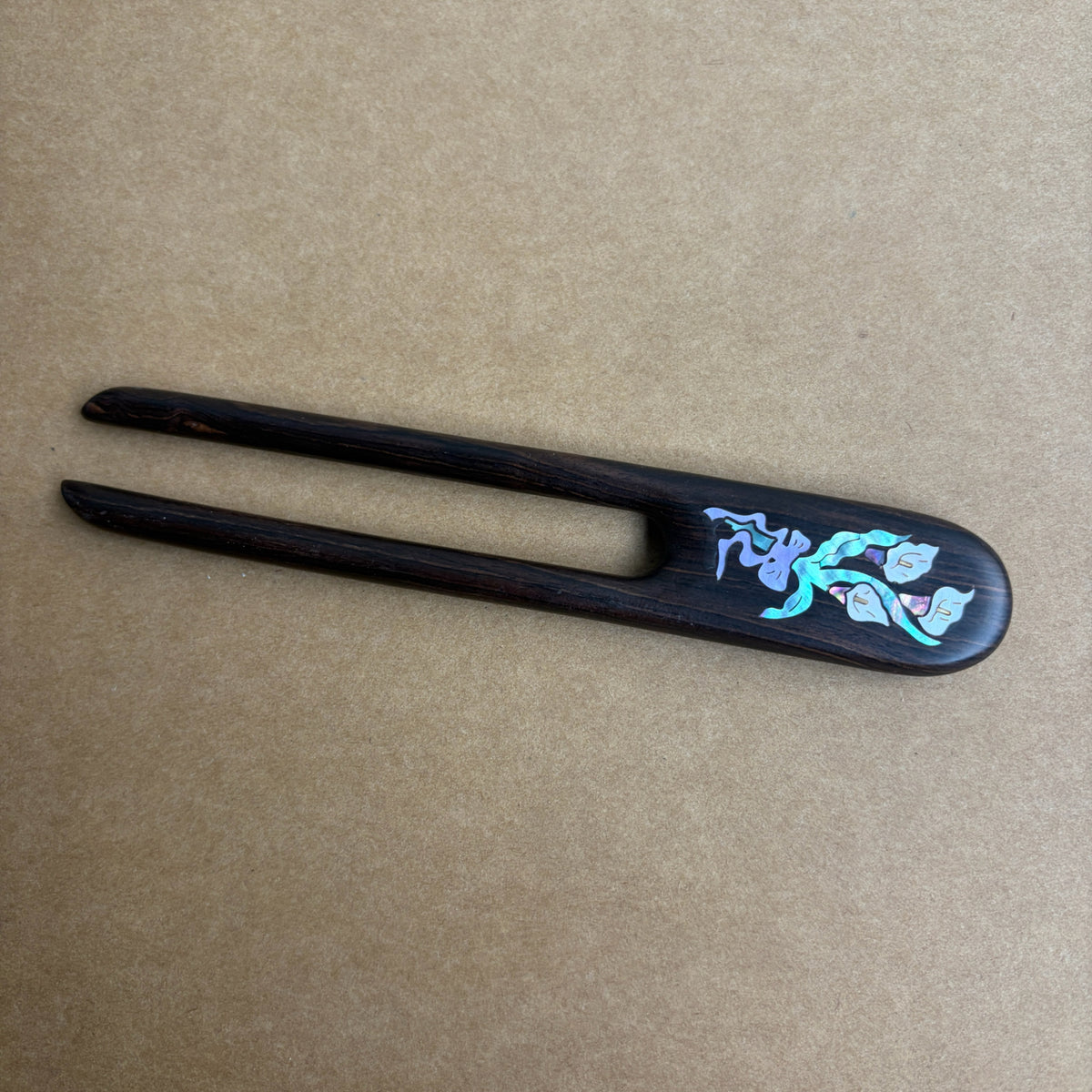Handmade Mother-of-Pearl Inlay African Blackwood Hair Sticks | Natural Shell Inlay Hairpins