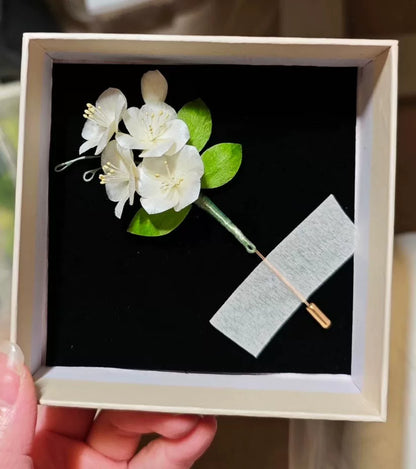 Handmade Ronghua Pear Blossom - Exquisite Lifelike Floral Hair Accessory/Brooch