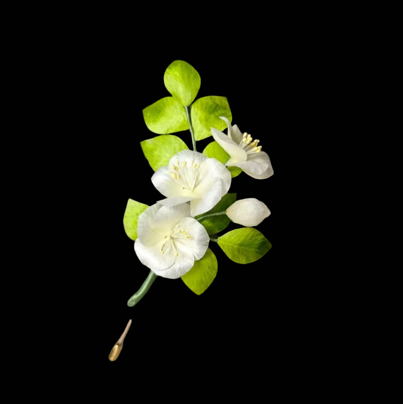 Broche de fleurs de poirier Ronghua faites à la main - Broche botanique réaliste
