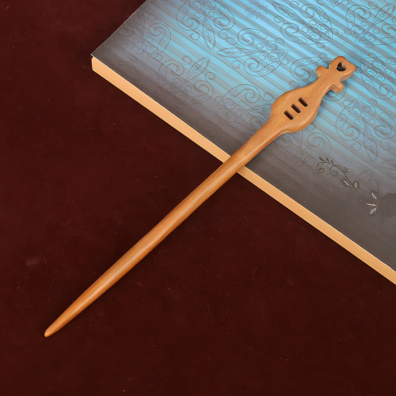 PF079 - 18cm Peach Pear Wood Hair Sticks - Wholesale