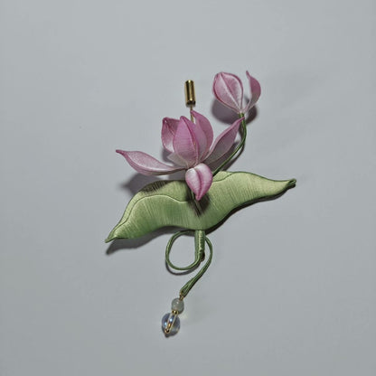 Ink Colored Lotus Handmade Brooch - Silk Brooch(Chanhua)