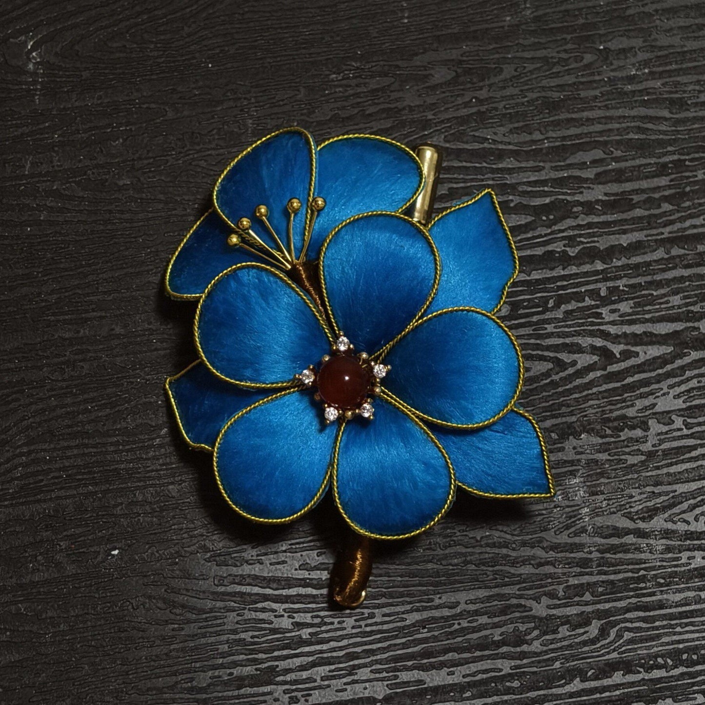 PF207 - Blue Flower Ronghua Brooch - Wholesale