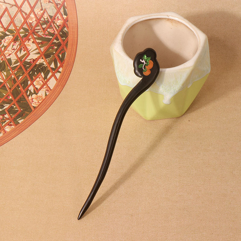 PF137 - 18cm Mother-of-pearl Inlay Wooden Hair Sticks - Wholesale
