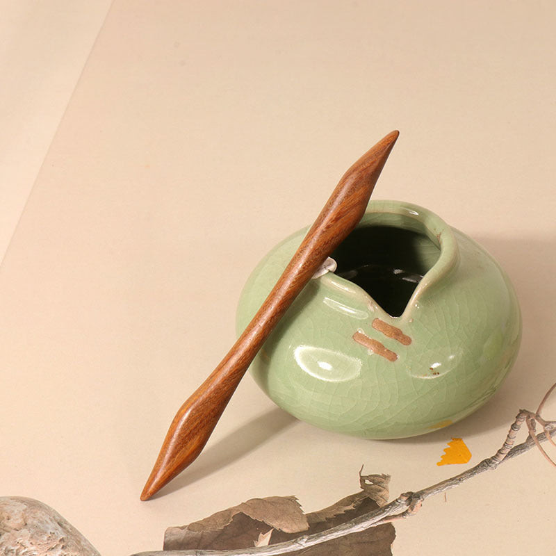 PF098 - 13cm Green Sandalwood Hair Sticks - Wholesale
